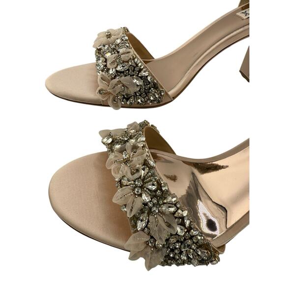JEWEL BADGLEY MISCHKA satin and crystal block heels with zip back Size 9.5 NEW - Picture 9 of 15